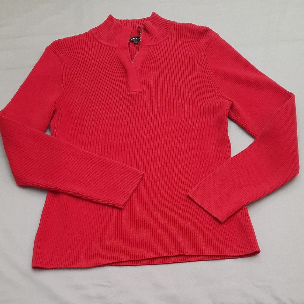 Jeanne Pierre Bold Red Knit Sweater - Size XL